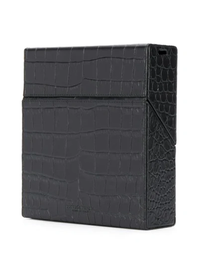 Shop Bottega Veneta Boxy Croc-effect Leather Cross-body Bag In Black