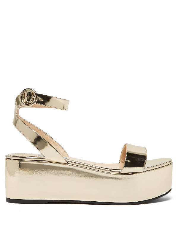 prada gold platform sandals