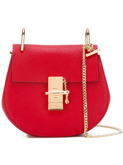 Shop Chloé Mini Drew Shoulder Bag In Red