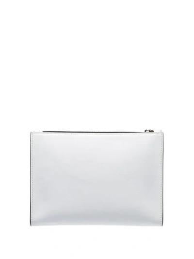 Shop Stella Mccartney Logo-appliqued Vegan Patent-leather Clutch Bag In White