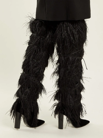 Saint Laurent Yeti Feather Over The Knee Boots