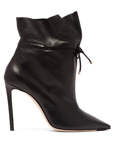 Jimmy Choo Stitch 100 Drawstring Leather Ankle Boots In Black | ModeSens