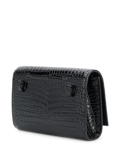 Shop Saint Laurent Kate Crocodile-effect Belt Bag In Black