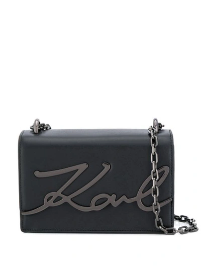 Shop Karl Lagerfeld K/signature Shoulder Bag In Black