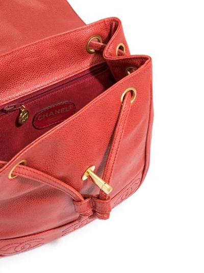 Pre-owned Chanel 1995 Triple Cc Flap Backpack In Red