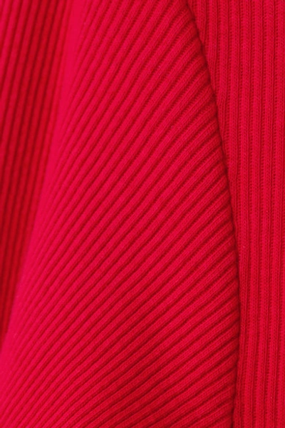 Shop Re/done Ribbed Cotton-jersey Turtleneck Thong Bodysuit In Red