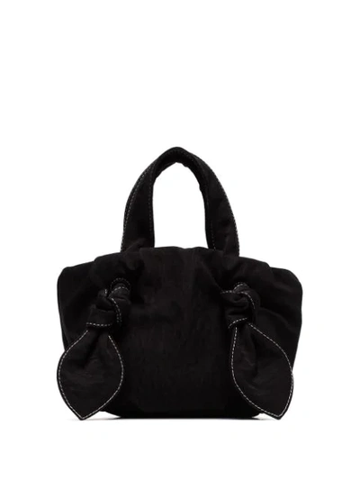Shop Staud Ronnie Crinkled Twill Tote Bag In Black