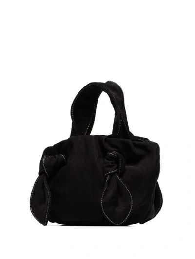 Shop Staud Ronnie Crinkled Twill Tote Bag In Black