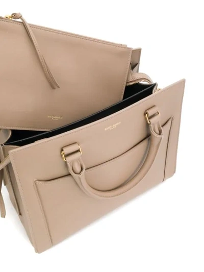 Shop Saint Laurent Top Handles Tote Bag In Neutrals
