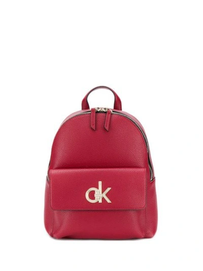 Shop Calvin Klein Rucksack Mit Logo-schild In Red