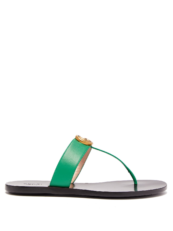 gucci flip flops green