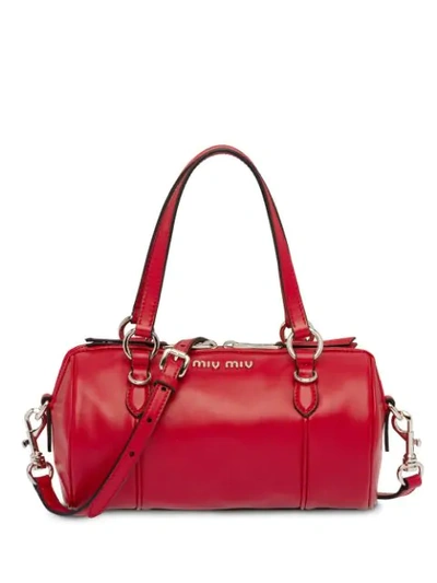 Shop Miu Miu Bandoleer Shoulder Bag In Red