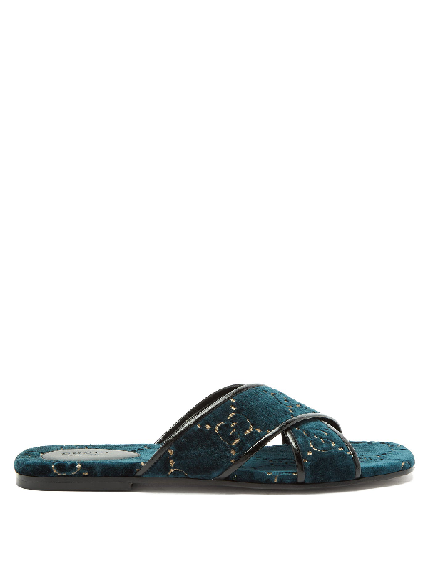 blue gucci flip flops