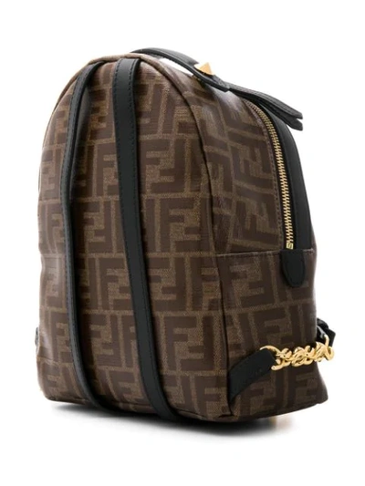 Shop Fendi Mini Ff Logo Backpack - Brown