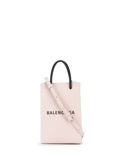 Shop Balenciaga Mini Strap Detail Phone Holder In Pink