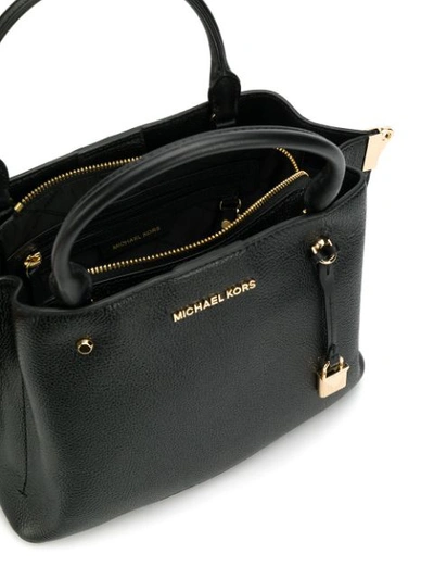 Shop Michael Michael Kors Arielle Leather Tote In Black