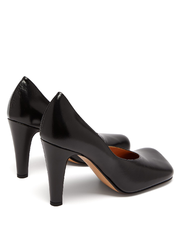 bottega veneta leather stretch toe heels
