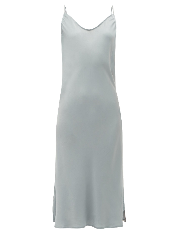 baby blue silk slip dress