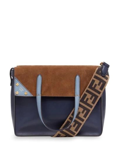 Shop Fendi Medium Flip Tote In Blue