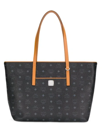 Shop Mcm Monogram Print Tote In Black