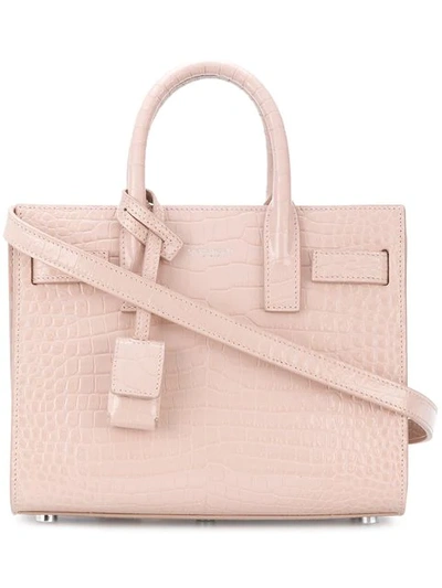 Shop Saint Laurent Crocodile-embossed Baby Sac De Jour Bag In Pink