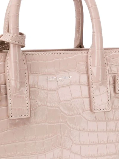 Shop Saint Laurent Crocodile-embossed Baby Sac De Jour Bag In Pink