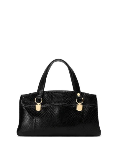 Shop Gucci Arli Large Python Top Handle Bag In 1000 Black