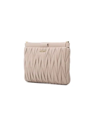 leather Matelassé quilted  clutch bag