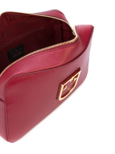 Shop Furla Textured Cross Body Bag In Red