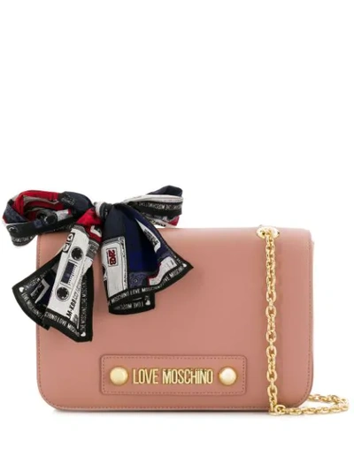 Shop Love Moschino Logo Shoulder Bag In Pink