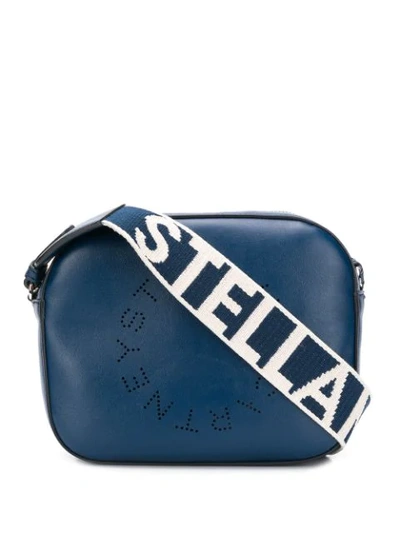 Shop Stella Mccartney Mini Stella Logo Camera Bag In Blue
