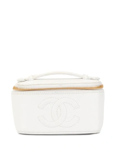 Pre-owned Chanel Cc化妆包 In White