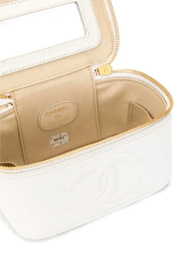 Pre-owned Chanel Cc Cosmetic Bag In White