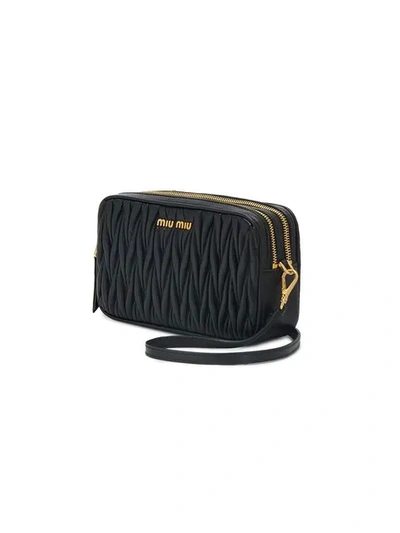 Shop Miu Miu Matelassé Crossbody Bag - Black