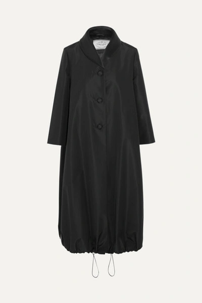 Shop Prada Satin-trimmed Silk-taffeta Coat In Black