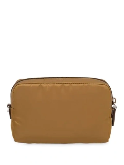 Shop Prada Fabric Cosmetic Pouch In Brown