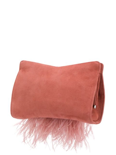 Shop Jimmy Choo Venus Feather-trim Clutch In Pink