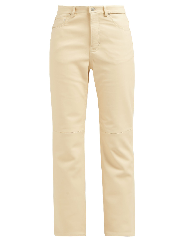 cream leather trousers