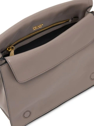 Shop Prada Medium Triangle-patch Shoulder Bag In Grey