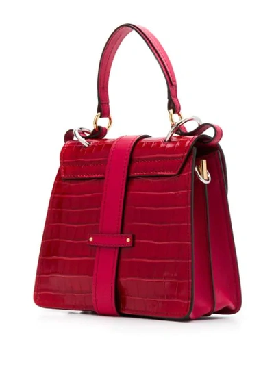 Shop Chloé Embossed Crocodile Effect Aby Bag In Red