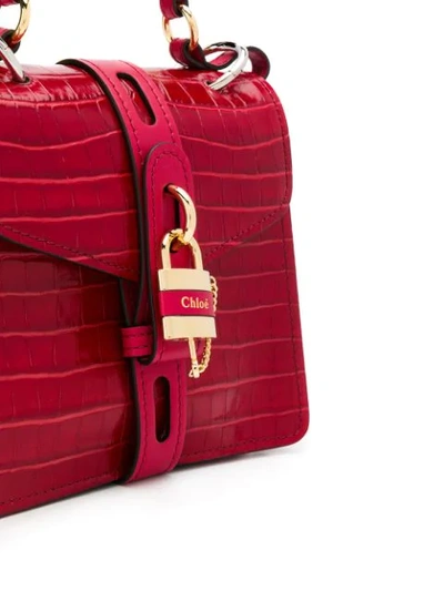 Shop Chloé Embossed Crocodile Effect Aby Bag In Red