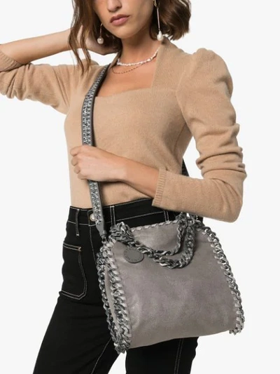 Shop Stella Mccartney Mini Falabella Tote Bag In Grey