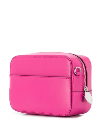 Shop Ganni Logo Print Crossbody Bag In Pink