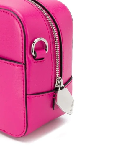 Shop Ganni Logo Print Crossbody Bag In Pink