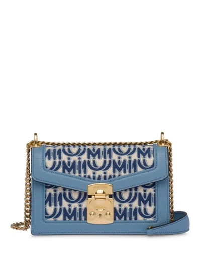Shop Miu Miu Miu Confidential Jacquard Shoulder Bag - Blue