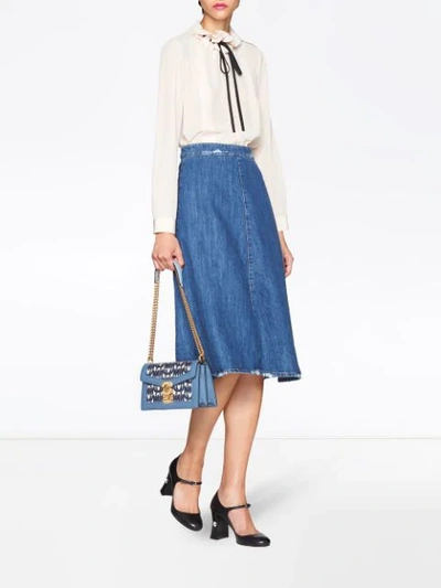 Shop Miu Miu Miu Confidential Jacquard Shoulder Bag - Blue