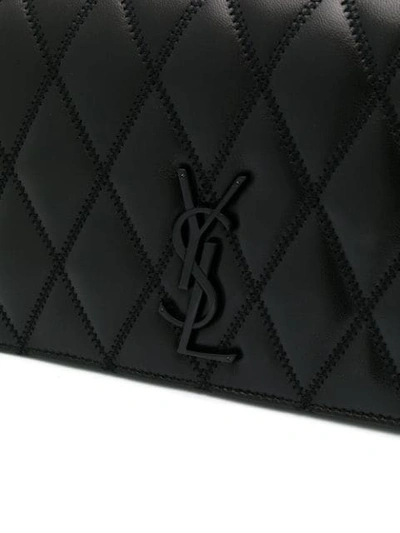 Shop Saint Laurent Angie Quilted Shoulder Bag In Black