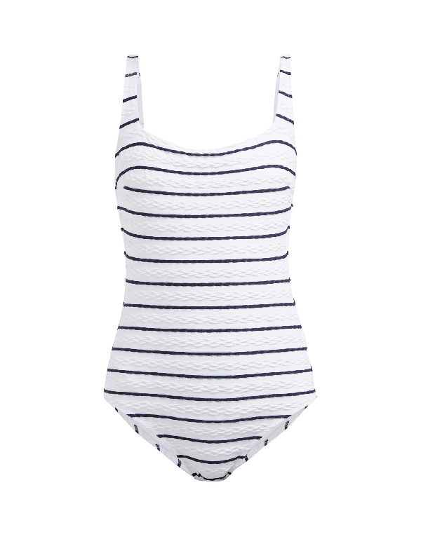 navy stripe swimsuit