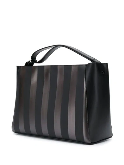 Shop Marc Ellis Printed Block Stripe Tote Bag In Black