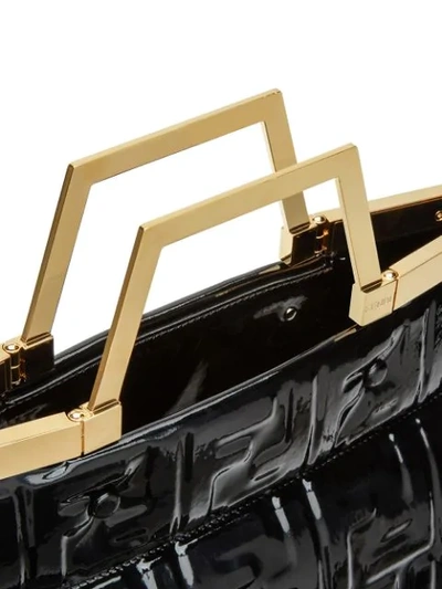 Shop Fendi Logo Patent-leather Tote Bag In Black